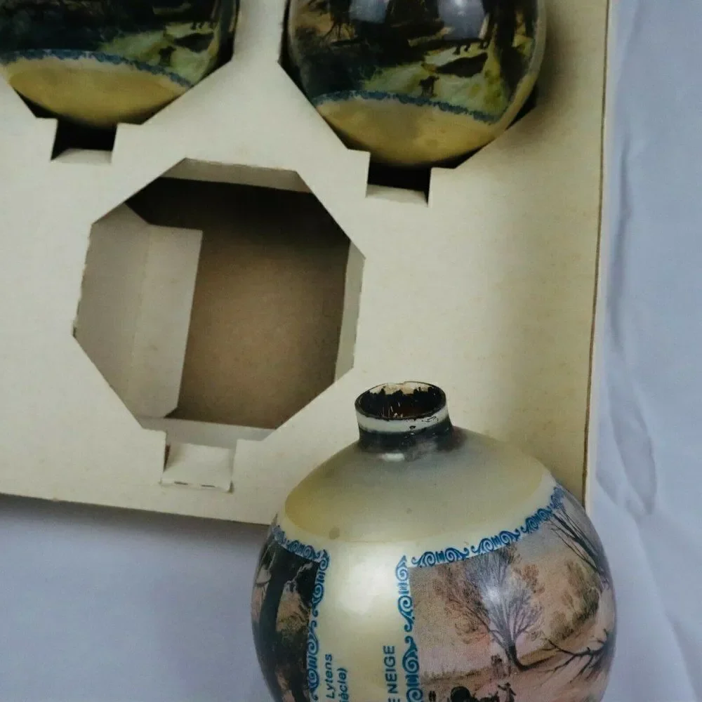 VTG Rare 3 Gysbrecht Lytens Leytens Paysage de Neige Christmas Glass Ornaments